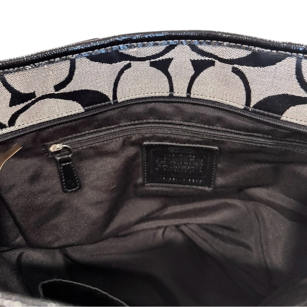 Coach Kyra Signature large beige and black canvas tote F18855 - Picture 5 of 13